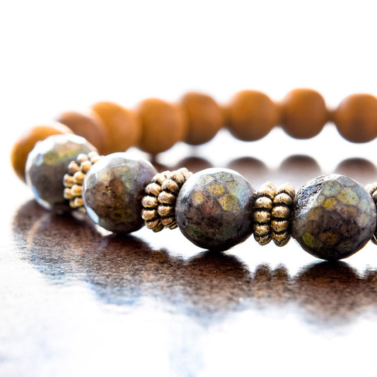 Expression in Laborite, Sandalwood and Laborite Stretch Bracelet