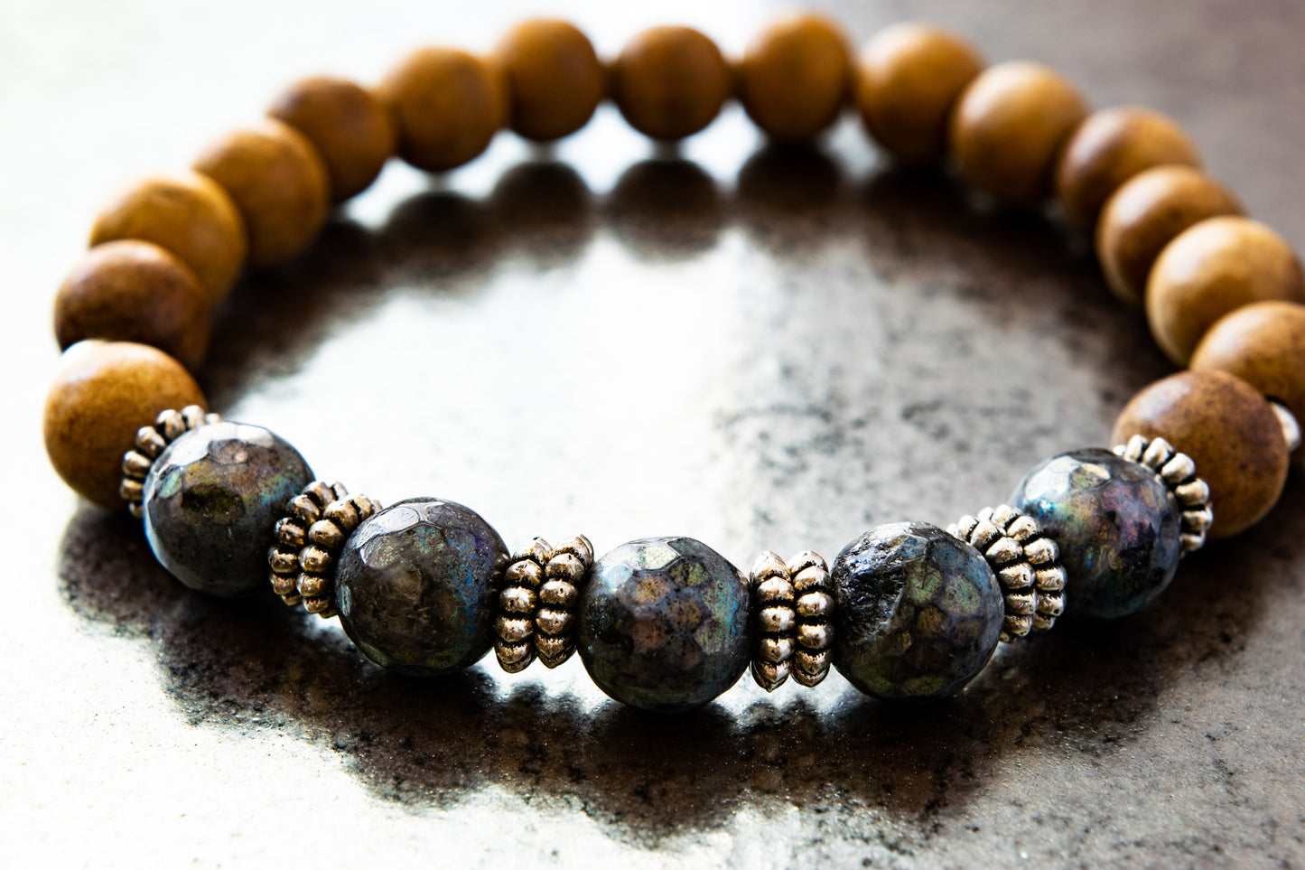 Expression in Laborite, Sandalwood and Laborite Stretch Bracelet