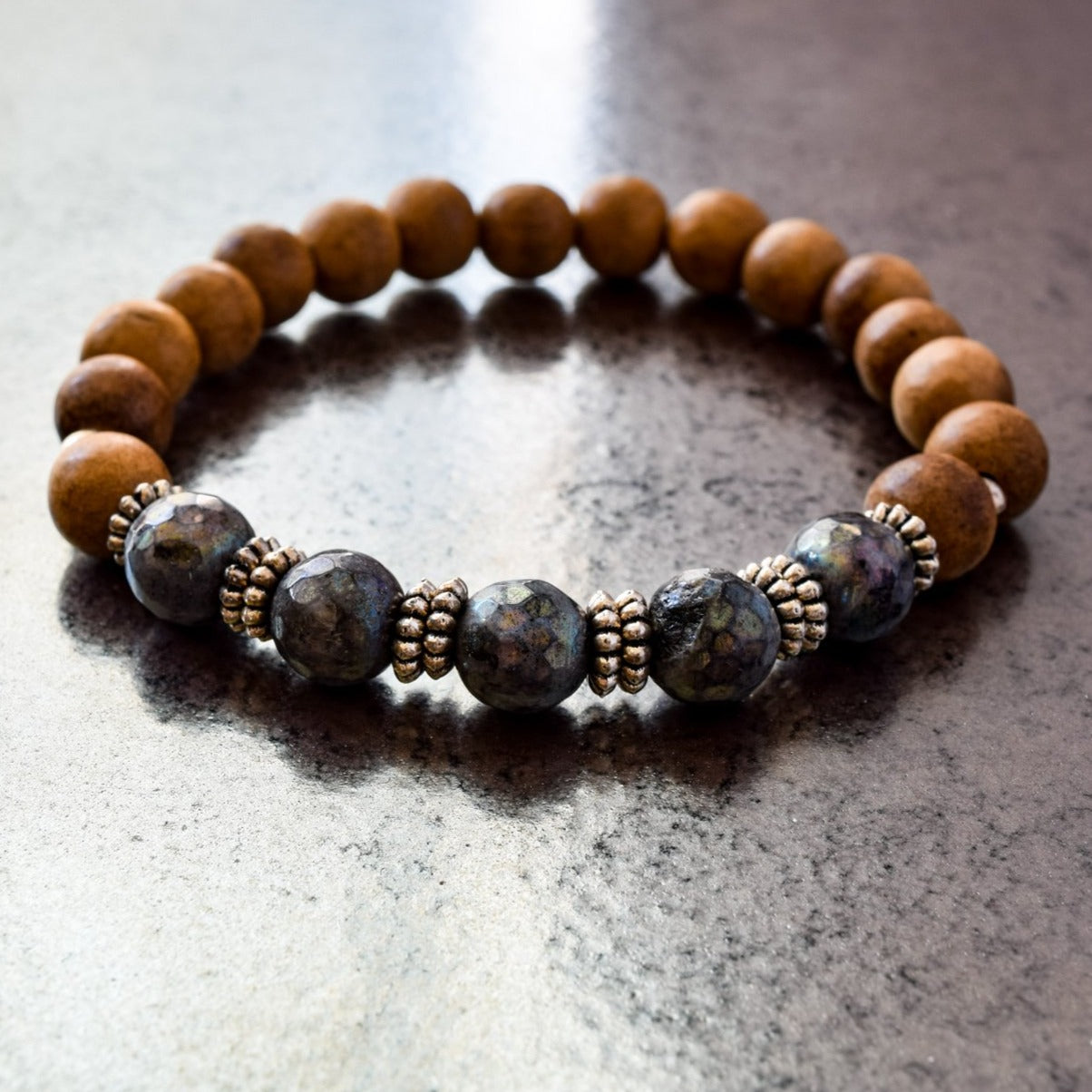 Expression in Laborite, Sandalwood and Laborite Stretch Bracelet