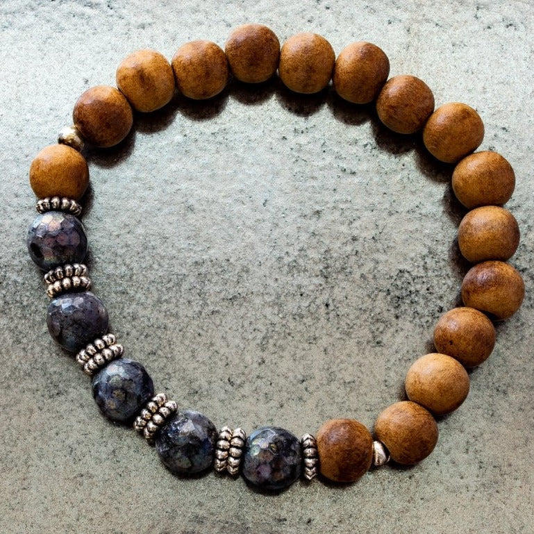 Expression in Laborite, Sandalwood and Laborite Stretch Bracelet