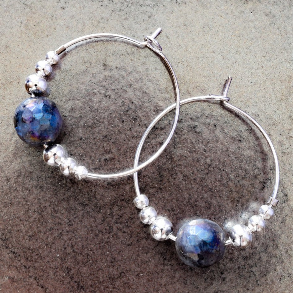 Expressions in Laborite, Silver Hoop Earrings