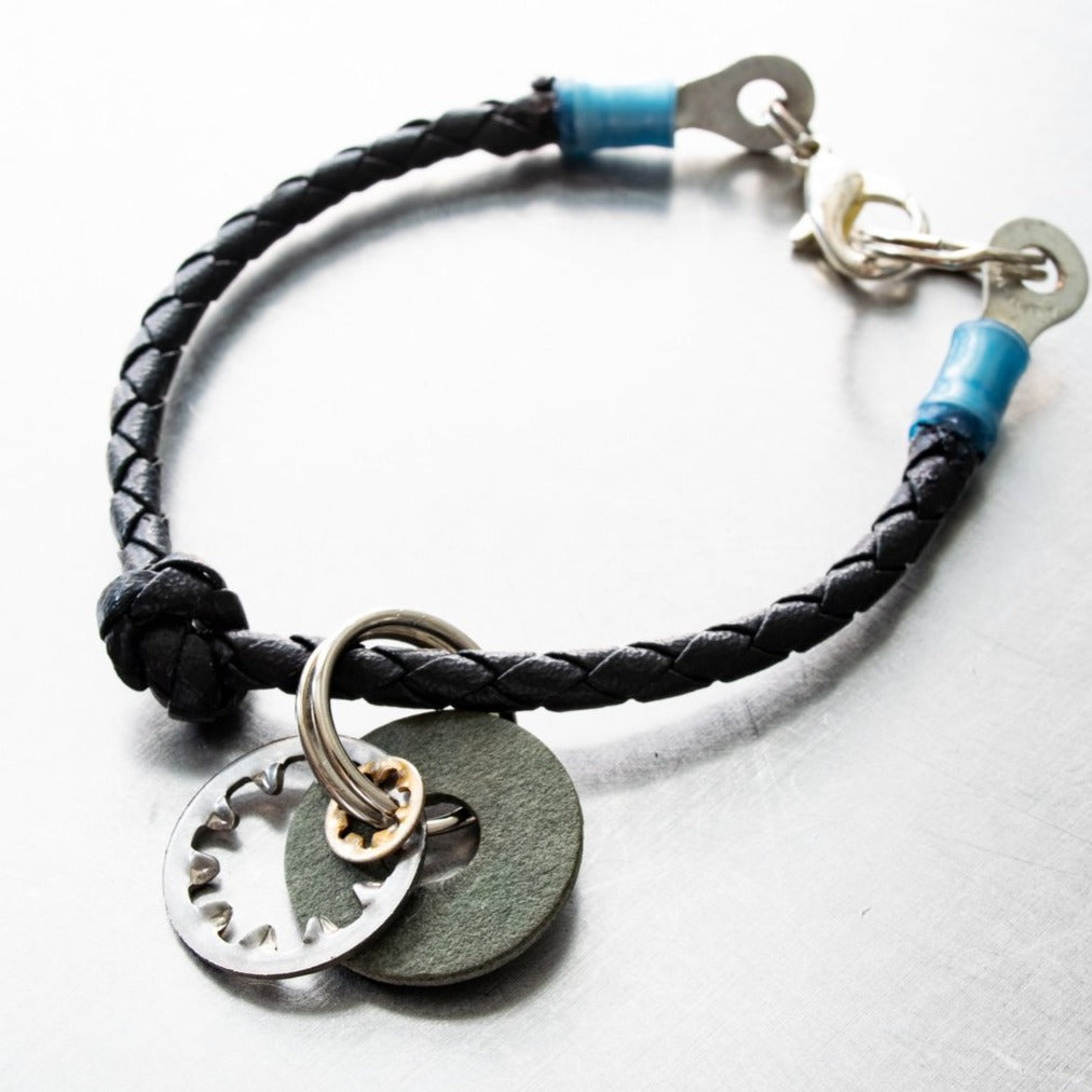 Parts, Bits and Pieces Bracelet with Steel and Black Fibre Washers