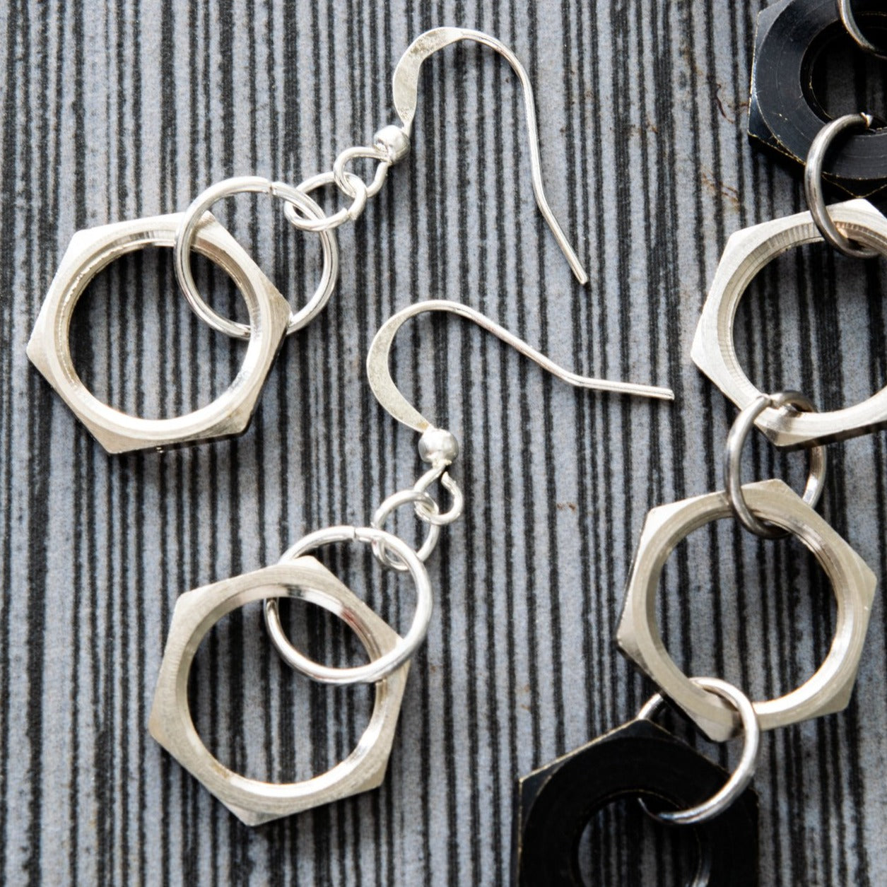 Parts, Steel Nut Dangle Earrings