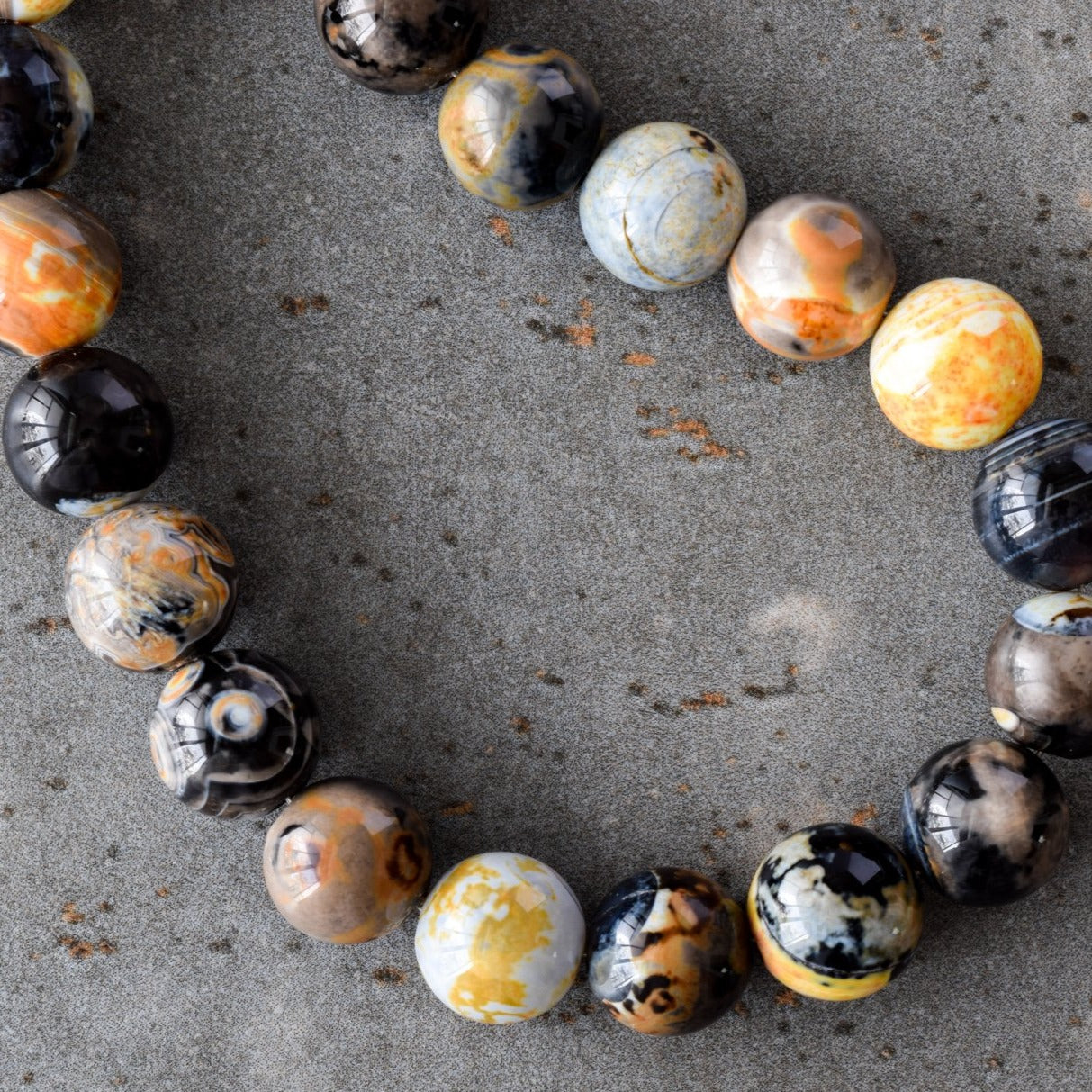 Expressions in Fire Agate, Gold, and Orange 20 inch Necklace