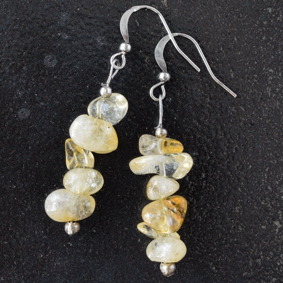 Expressions in Citrine, Stacked Stone Dangle Earrings