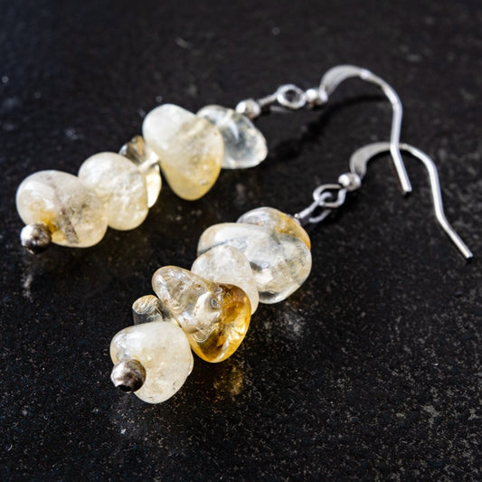 Expressions in Citrine, Stacked Stone Dangle Earrings