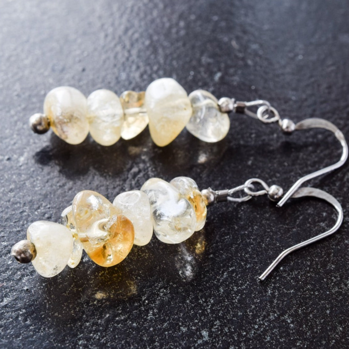 Expressions in Citrine, Stacked Stone Dangle Earrings