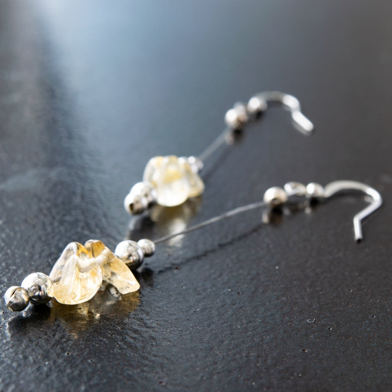 Expression in Citrine, Dangle Wire Earrings