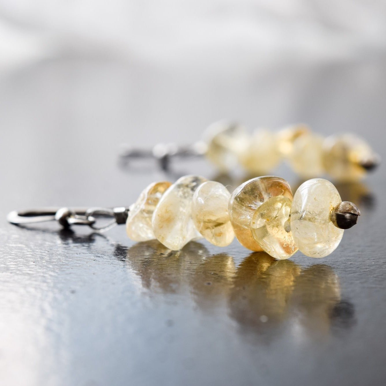 Expressions in Citrine, Stacked Stone Dangle Earrings