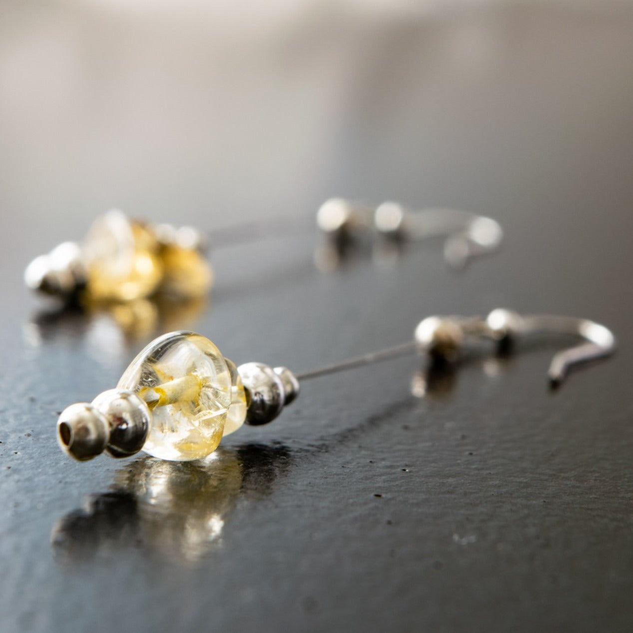 Expression in Citrine, Dangle Wire Earrings