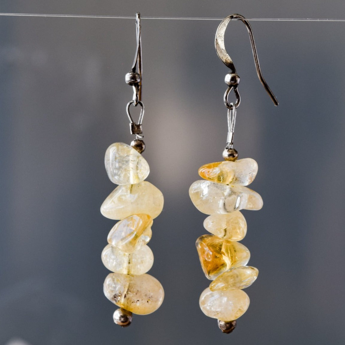 Expressions in Citrine, Stacked Stone Dangle Earrings