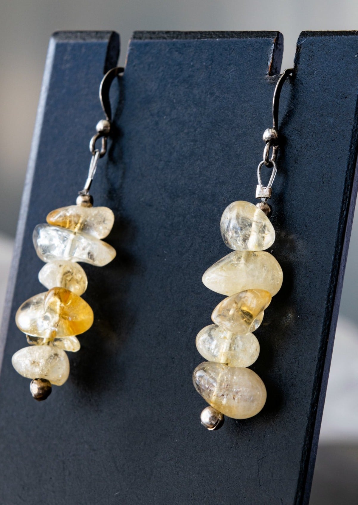 Expressions in Citrine, Stacked Stone Dangle Earrings