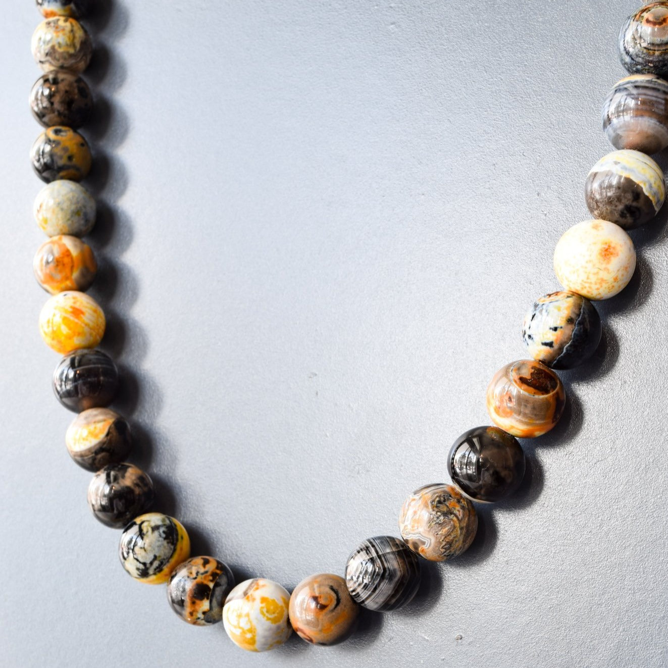 Expressions in Fire Agate, Gold, and Orange 20 inch Necklace