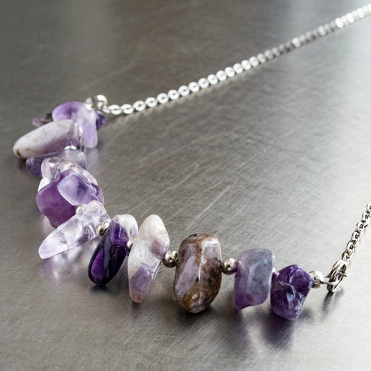 Expressions in Amethyst, 20-inch Stacked Stone on Silver Chain