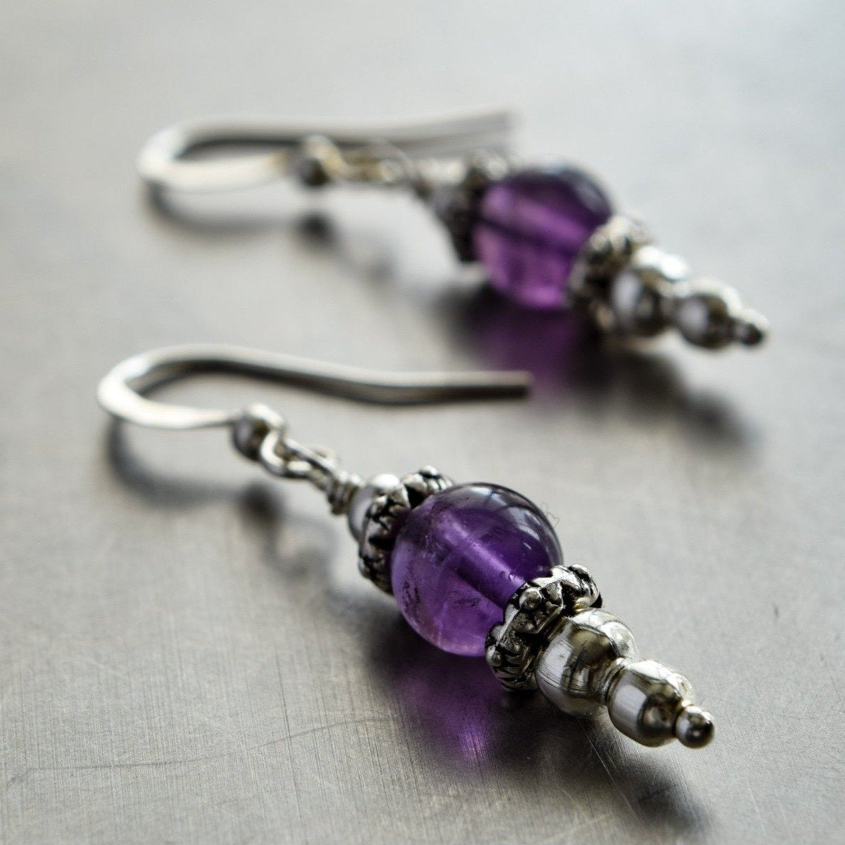 Expressions in Amethyst, Small Dangle Earrings