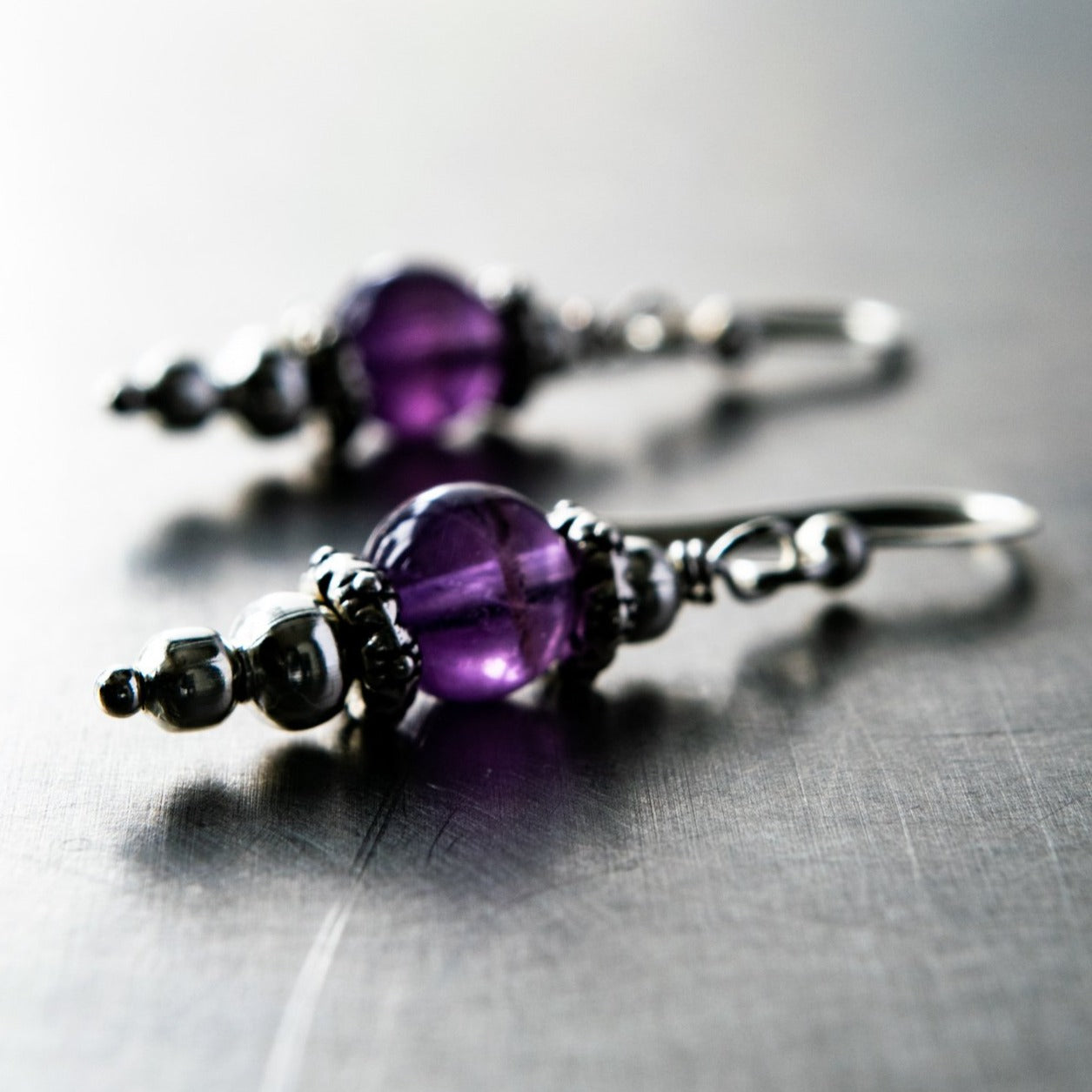 Expressions in Amethyst, Small Dangle Earrings