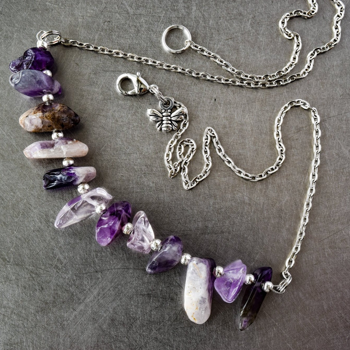 Expressions in Amethyst, 20-inch Stacked Stone on Silver Chain