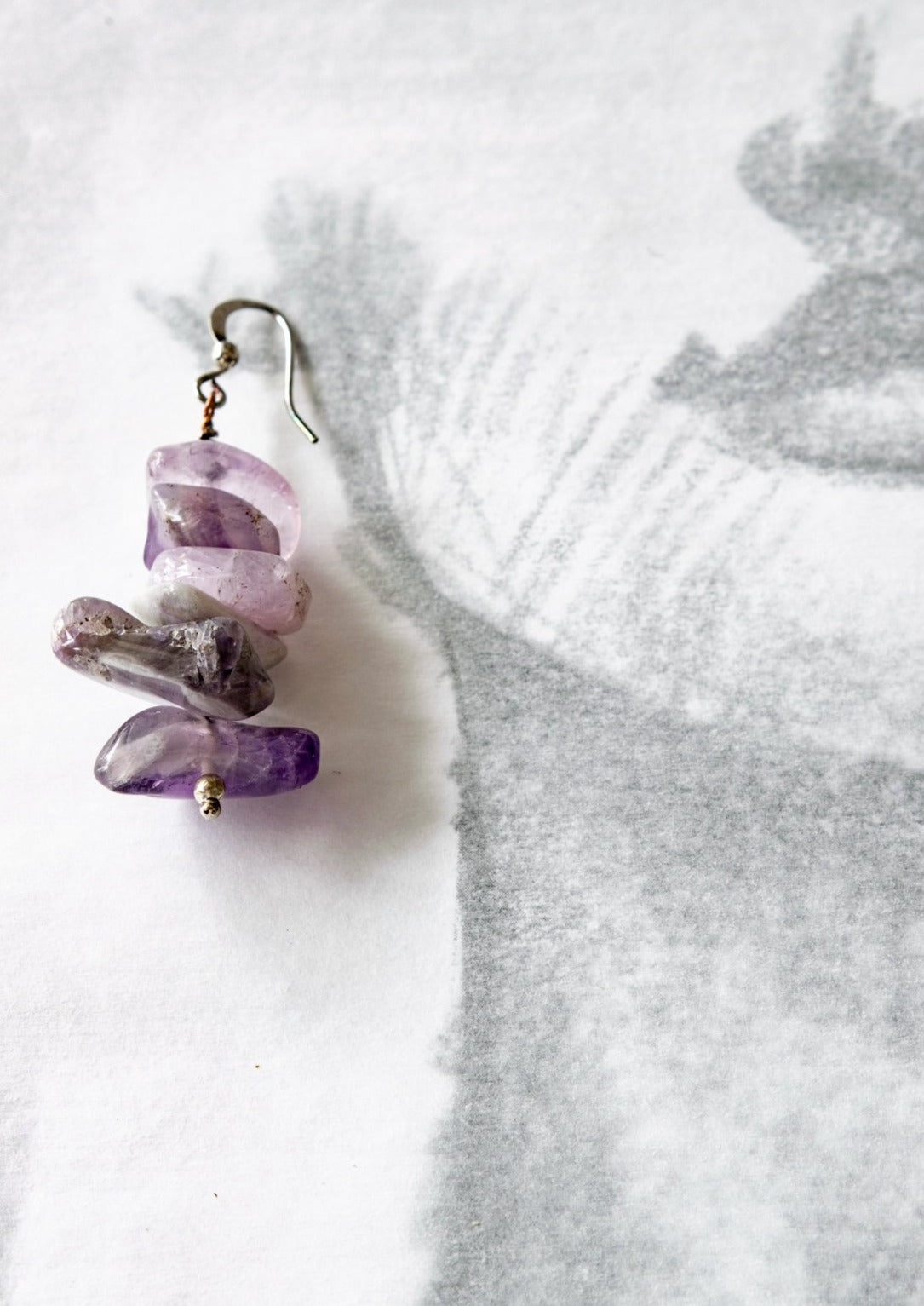 Expressions in Amethyst, Stacked Stone Dangle Earrings