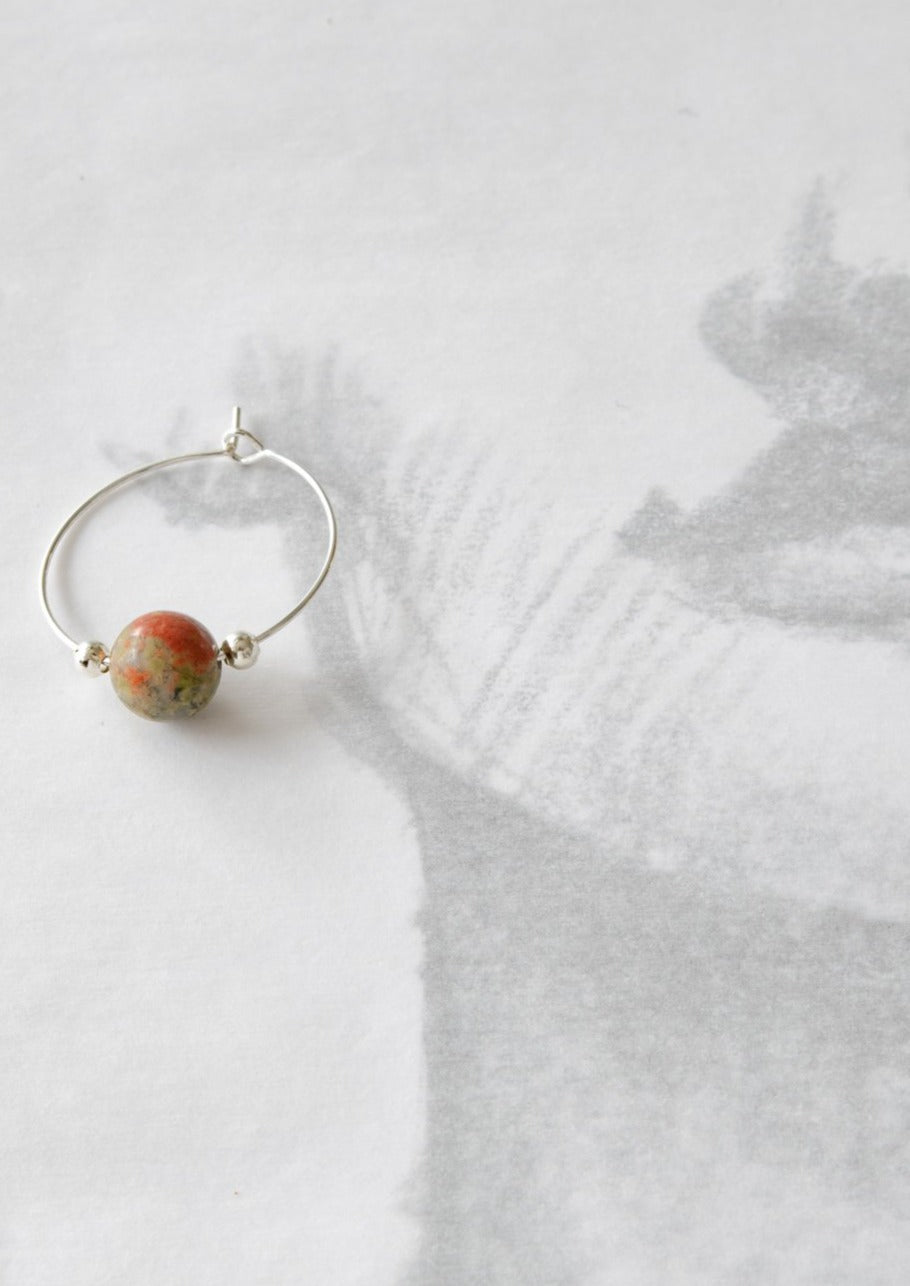 Simplicity, Green Jasper Hoop Earrings