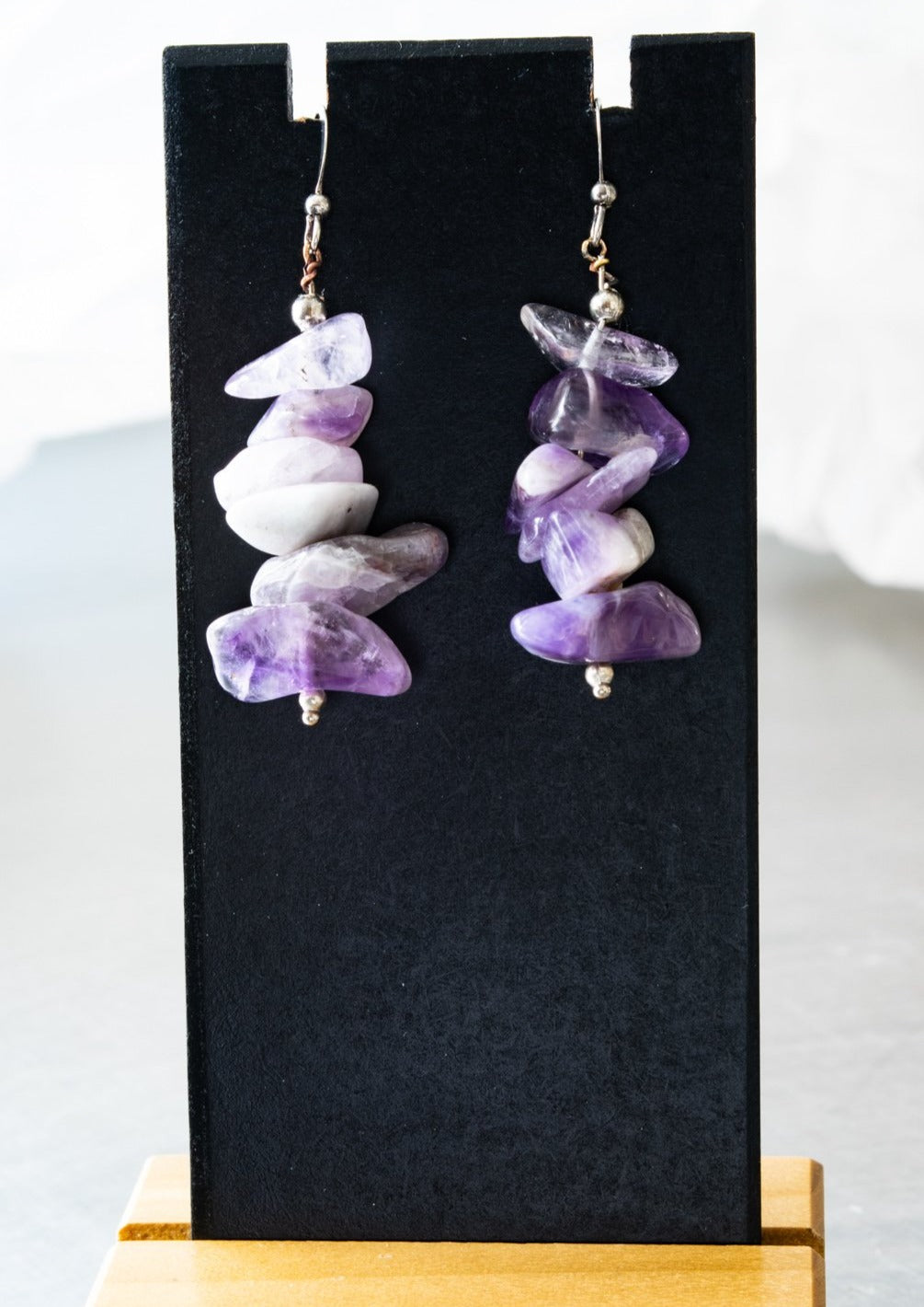 Expressions in Amethyst, Stacked Stone Dangle Earrings