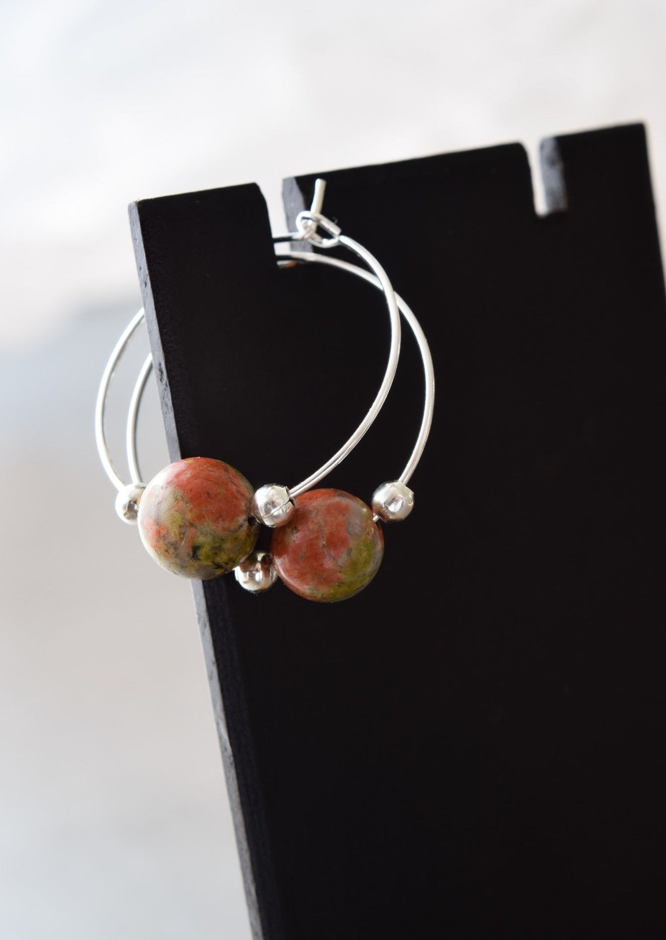 Simplicity, Green Jasper Hoop Earrings