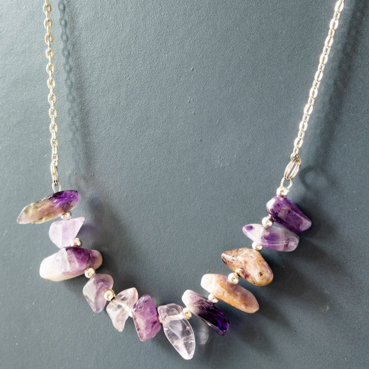 Expressions in Amethyst, 20-inch Stacked Stone on Silver Chain