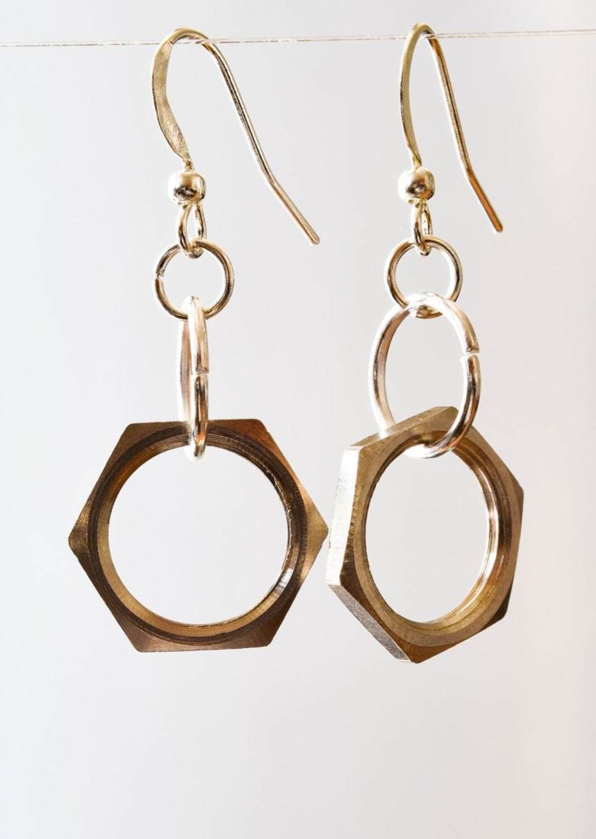 Parts, Steel Nut Dangle Earrings