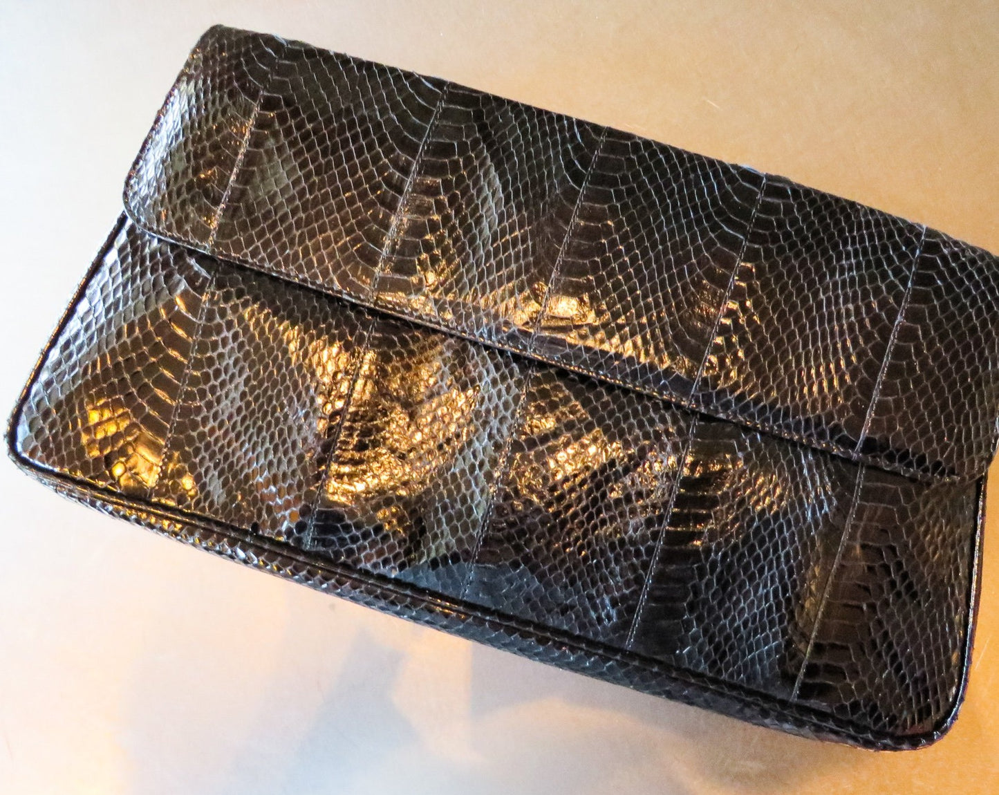 Retro, Black, Large Snakeskin Purse or Clutch  NEED WEIGHT