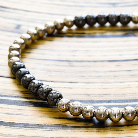 Expressions in Hematite, Silver and Hematite Beaded Stretch Bracelet