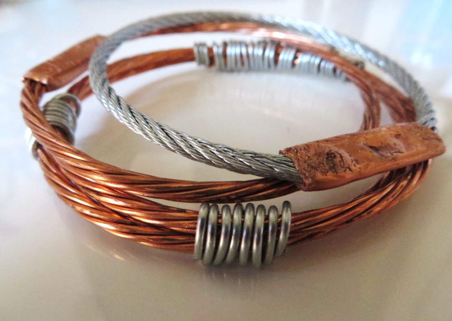 Cable Ties, Copper and Steel Twist Bracelet